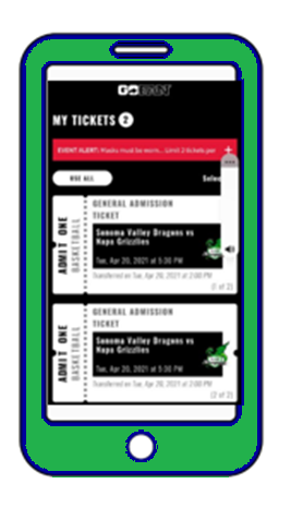 Cell phone with tickets
